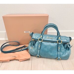 Miu Miu Bow Satchel Cervo Leather Bag